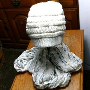 Knit hat and infinity scarf